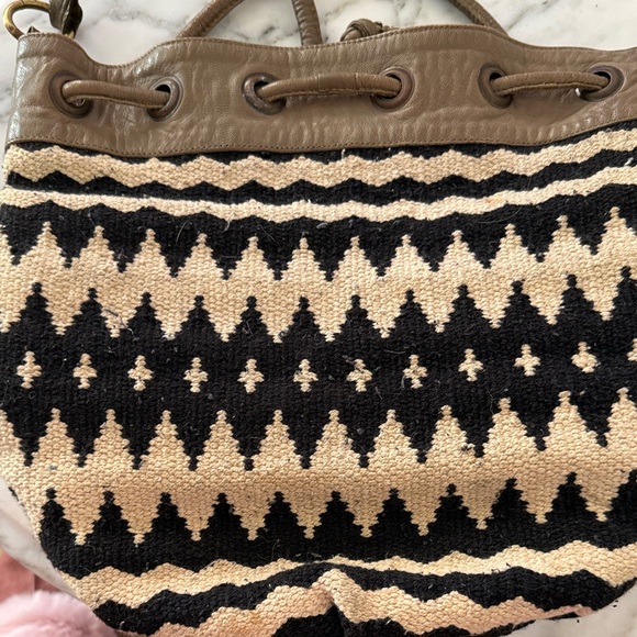 Ecote Chevron Tapestry Tote Bag with Taupe Leather Trim - Picture 3 of 8